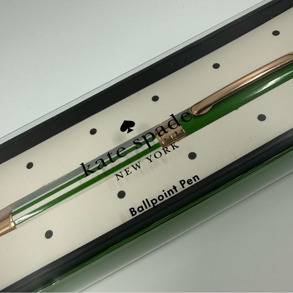 Kate Spade Green Pastry Stripe Ballpoint Pen NWT